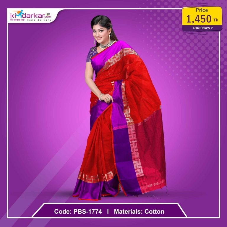 Tangail Pure Cotton Saree (PBS-1774)